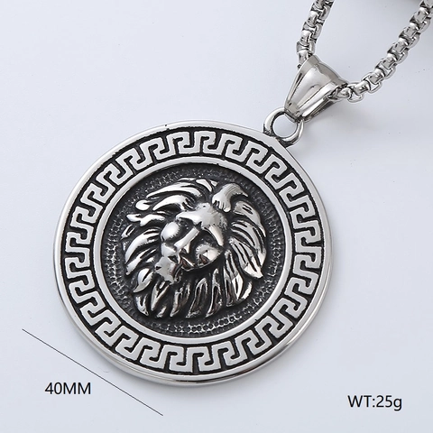 Collana Con Pendente In Acciaio Inossidabile Vintage Punk Hip Hop Gotico Leone Stella Chitarra Teschio Croce Ancora Uomo