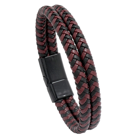 Bracciale In Pelle Intrecciata PU E Lega Chiusura Magnetica Retro Semplice Bracciale A Strati Accessori Moda