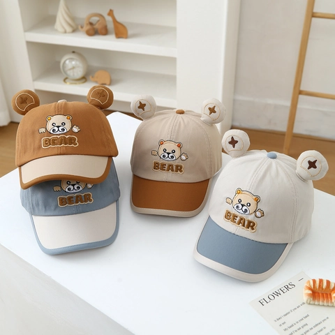 Cappellino Da Baseball Per Bambini In Cotone Con Orecchie Di Orso 3D Ricamo Carino Protezione Solare Cappello Da Sole