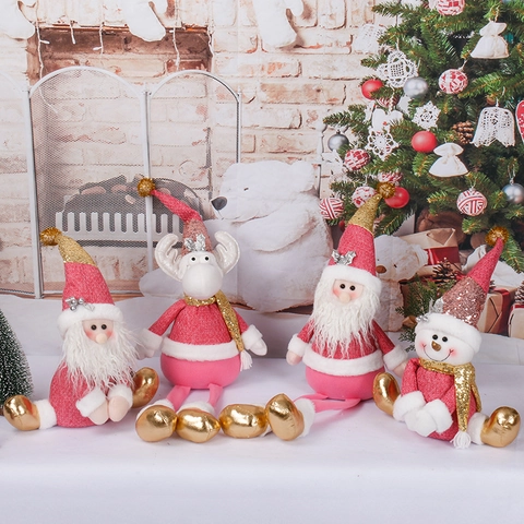 Bambola Di Peluche Di Natale Con Paillettes Babbo Natale Pupazzo Di Neve Renna Gambe Lunghe Decorazione Per Feste