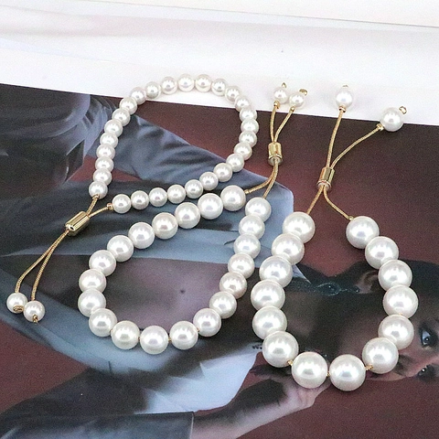 Shell Freshwater Pearl Bracelet Copper 18K Gold Plated Drawstring Adjustable Slider Clasp Elegant Jewelry For Women