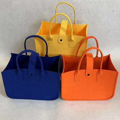 Felt Tote Bag Portable Storage Basket With Handle Button Closure For Party Favor Souvenir Gift Shopping Organizer