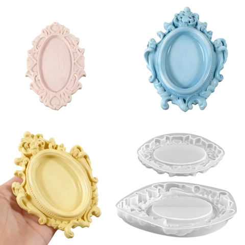 Vintage European Relief Tray Silicone Mold Baroque Decorative Oval Jewelry Plate Epoxy Resin DIY Handcrafted