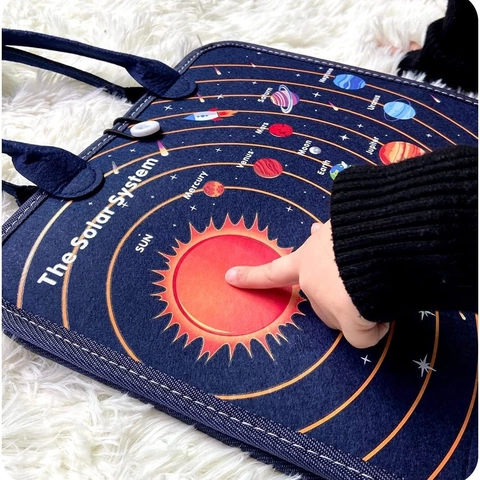 Montessori Busy Board Giocattolo Sensoriale In Feltro Per Bambini Piccoli Apprendimento Motricità Fine Borsa Da Viaggio