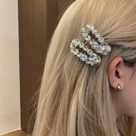Strass Haarspangen Oval Glitzernd Legierung Seitenclips Luxus Mode Haarschmuck Für Frauen