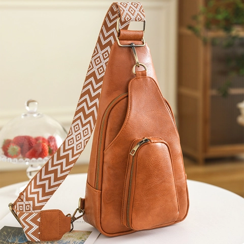 Borsa A Tracolla Vintage In Pelle PU Da Donna Con Ampia Tracolla Tessuta Bohémien Scomparti Con Cerniera Borsello Di Moda