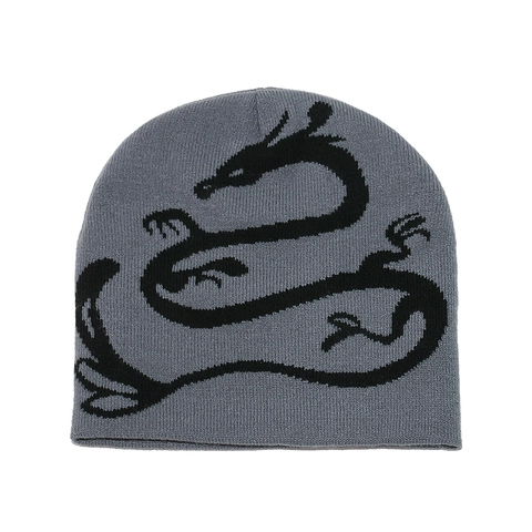 Beanie Hat Acrylic Chinese Dragon Jacquard Knitted Warm Windproof Winter Outdoor Streetwear Hip Hop Unisex Cap