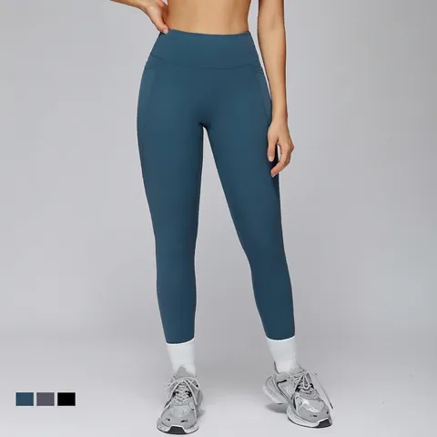Leggings De Yoga De Cintura Alta Para Mujer Con Bolsillos Control De Barriga Nylon Spandex Fitness Correr Entrenamiento