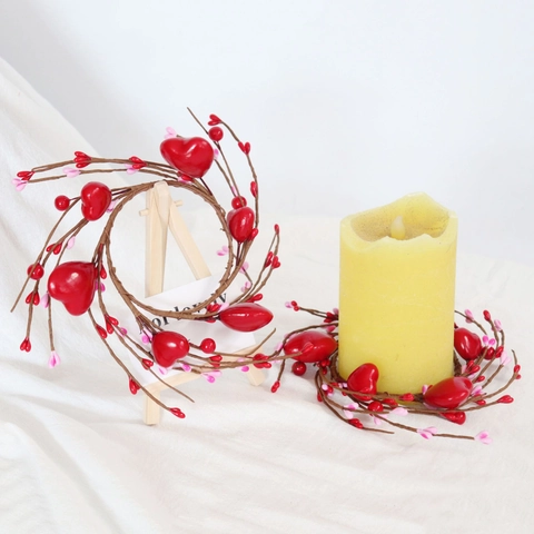 Couronne Anneau De Bougie Baies De La Saint Valentin Décoration De Table De Mariage Romantique Rouge Rose Mousse