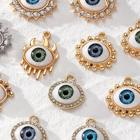 Boze Oog Hangers Legering Strass Kleurrijke Turkse Oog Charms Voor DIY Ketting Oorbel Sieraden Maken Accessoires
