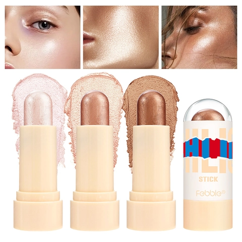 Stick Illuminante Brillantante Crema Impermeabile Lunga Durata Schiarente Viso Lucentezza Metallica Trucco Contorno 3D Donne