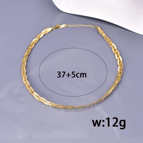 Vintage Stainless Steel Triple Layer Braided Snake Bone Chain Necklace For Women 18K Gold Plated Personalized Neck Jewelry