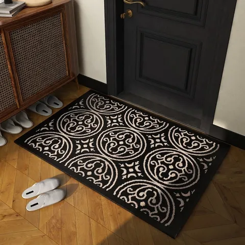 Polypropylene Non-slip Door Mat Entryway Washable Geometric Retro Floor Rug Indoor Home Dirt Trapping Scraper