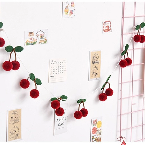 Ghirlanda Di Pompon In Feltro Di Frutta Fai Da Te Ornamento Pendente Ciliegia Fragola Per Parete Camera Letto Festa