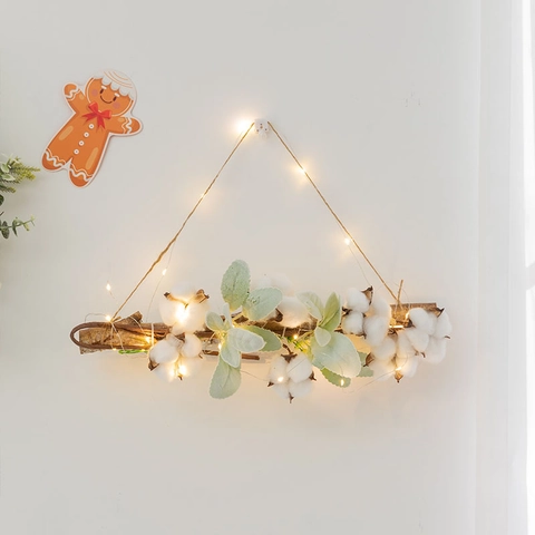 Decoración De Árbol De Navidad De Pared Madera Rama De Abedul Escalera Nórdico Rústico Pared Hogar Con Luces LED