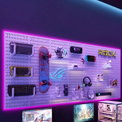 DIY Pegboard Wall Organizer No Drilling Modular Storage Rack For Gaming Room Desktop Office Bedroom Home Decorative