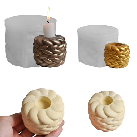 Rope Woven Texture Silicone Mold For DIY Candle Holder Storage Box Minimalist Home Decor Plaster Resin Casting