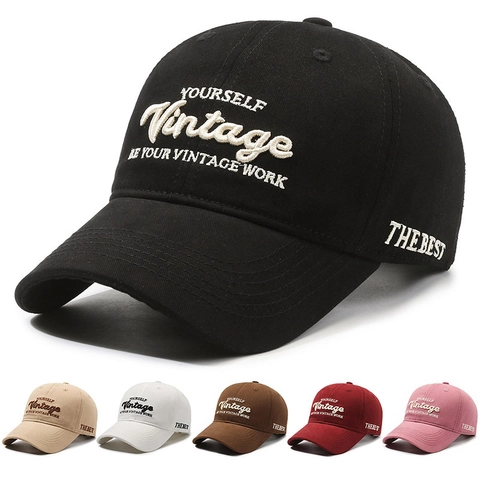 Cappellino Da Baseball In Cotone Vintage Con Ricamo Lettere Regolabile Parasole Cappello Sportivo Retrò Outdoor Uomini Donne