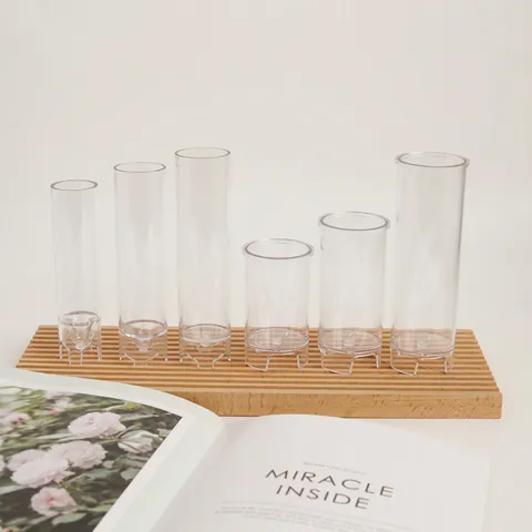 Transparent Plastic Cylinder Candle Molds DIY Column Pillar Church Top Flat Shape Manual Crafting Tools Simple Design