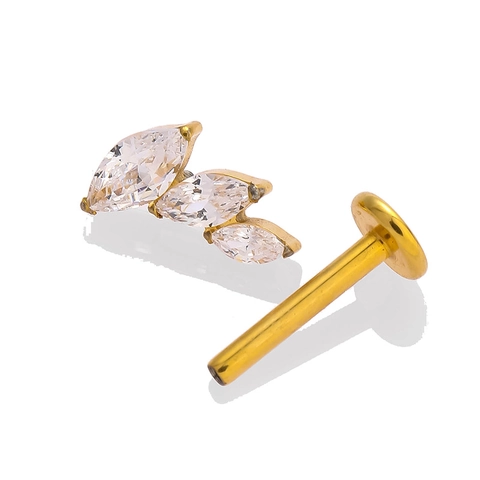 G23 Titanium Labret Stud Interne Schroefdraad Marquise Zirkoon Olijftak Blad Kraakbeen Oorbel Body Piercing Sieraden