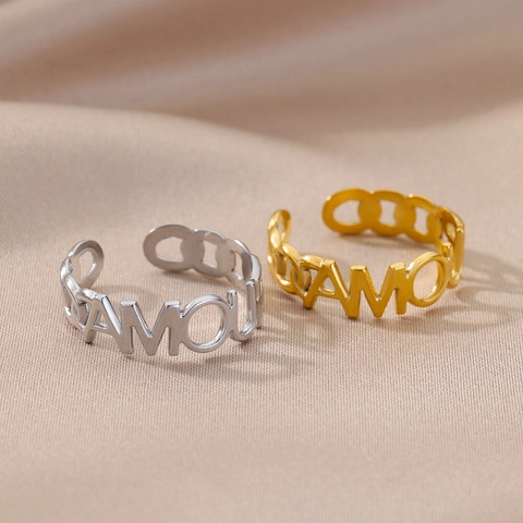 Verstellbare Edelstahlringe 18 Karat Vergoldet Geometrisch Minimalistisch Welle Umarmung Offener Ring Modeschmuck