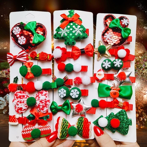 Weihnachts Haarklammern Stoff Pailletten Rentier Weihnachtsmann Baum Süße Feiertag Haarnadeln Für Kinder Mädchen Zubehör