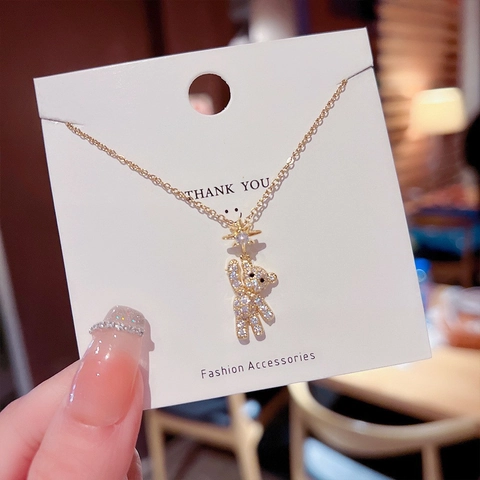 Glinsterende Strass Beer Hanger Ketting Roestvrij Staal Hip Hop Ster Zirconia Sieraden Voor Dames