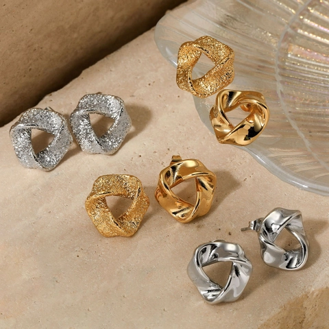 316 Edelstahl Geometrische Gedrehte Ohrringe Minimalistisch Unregelmäßig Gold Silber Finish Mode Light Luxury Damen Schmuck