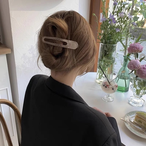 Pinzas Para El Pelo Plástico Mate Minimalista Clip De Pato Estilo Coreano Vintage Acetato Leopardo Mujeres