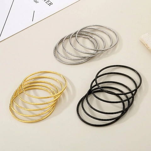 Twisted Rope Bangle Stainless Steel Cable Wire Bracelet Fashion Trendy Stackable Jewelry For Women And Men