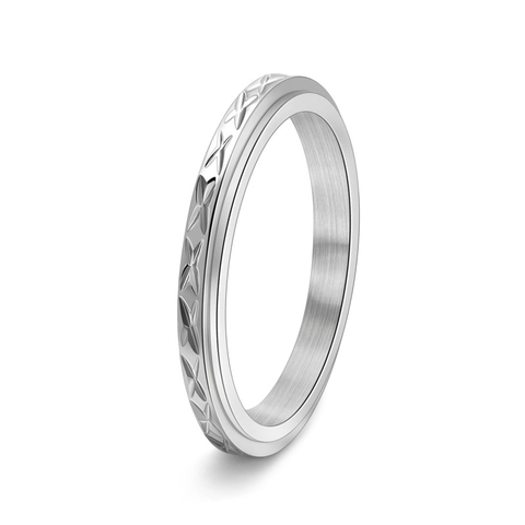 Spinner Ring Stainless Steel Rotatable Band Cross Pattern Geometric Minimalist Stress Relief Jewelry For Men Women