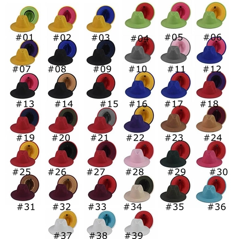Cappello Fedora Colore A Contrasto Bicolore Tesa Larga Piatta Cappello Jazz Misto Cotone Poliestere Feltro Uomo Donna