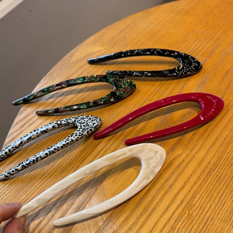 Bastoncini Per Capelli A Forma Di U In Acetato Con Strass Vintage Motivo Marmo Forcine Per Capelli Per Donne Ragazze