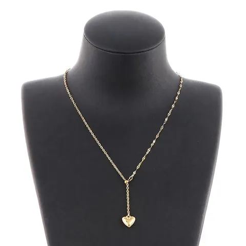 Heart Pendant Necklace Stainless Steel Polished Minimalist Jewelry For Women Elegant Trendy Gold And Silver Tone