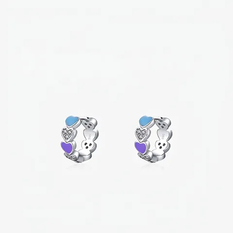 925 Sterling Silver Heart Hoop Earrings Colorful Enamel Cubic Zirconia Huggie Earrings For Women Dainty Romantic Jewelry