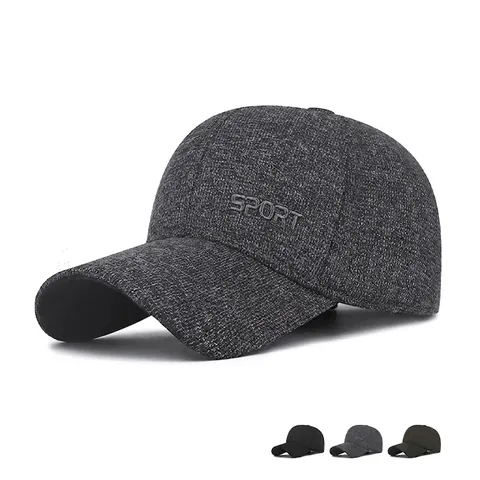 Gorra De Béisbol De Invierno Para Hombre Con Orejeras Forro Polar Cálido Resistente Al Viento Algodón Bordado SPORT Ajustable