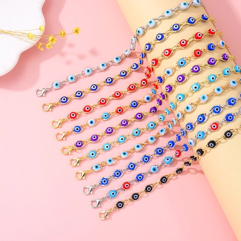 Evil Eye Armband Kupfer Vergoldet Verstellbare Kette Türkischer Boho Ethno Stil Modeschmuck Für Damen
