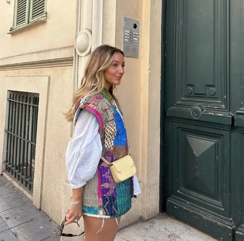 Γυναικείο Γιλέκο Patchwork Καπιτονέ Αμάνικο Bohemian Vintage Βαμβακερό Ethnic Φλοράλ Print Εξωτερικά Ενδύματα