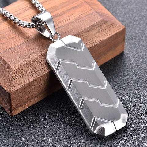 Collar Con Colgante Rectangular Geométrico De Acero Inoxidable Joyería Hip Hop Retro Para Hombres