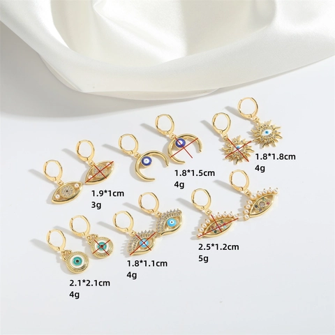 Vintage Evil Eye Creolen Kupfer Zirkonia Emaille ABS Künstliche Perle Minimalistischer Schmuck Für Damen