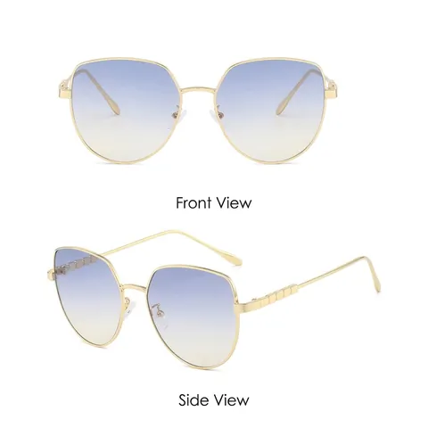 Occhiali Da Sole Cat Eye Da Donna Montura In Metallo Decorazione Geometrica Protezione UV Moda Retrò