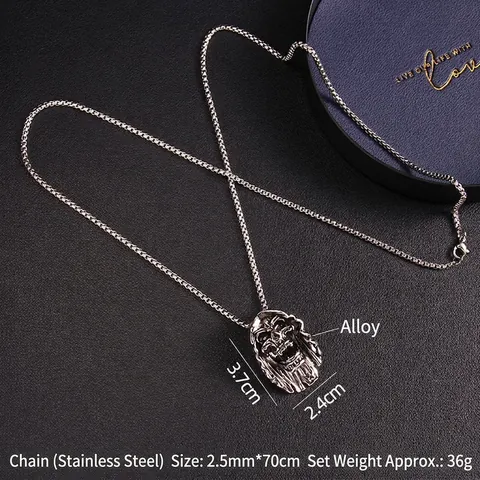 Collar de Colgante de Calavera de la Parca de Aleación de Acero Inoxidable Gótico para Hombres Joyas de Punk Hip Hop Retro