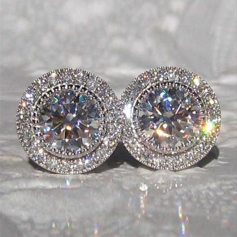Orecchini A Lobo Tondi In Zircone Rame Design Halo Elegante Gioielli Geometrici Lucidi Per Donna