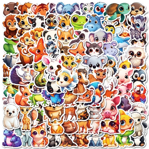 Adesivi Animali Cartoni Animati Impermeabile PVC Graffiti Decalcomanie DIY Laptop Bottiglia Acqua Bagagli Notebook Decorazione Bambini Studenti