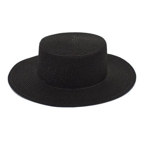 Estate Cupola Piatta Cappello di Paglia Boater Per Uomo Donna Tesa Larga Protezione Solare Spiaggia Intrecciata Paglia di Carta Viaggio Outdoor