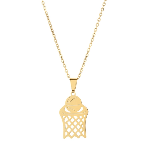 Basketball Pendant Necklace Stainless Steel Sports Hoop Net Charm Couple Jewelry Hip Hop For Men Women