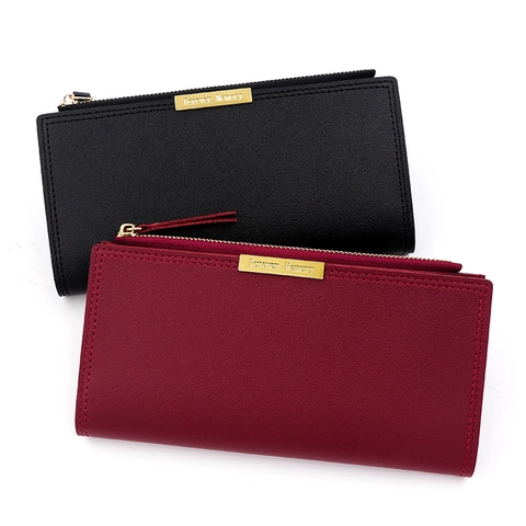 Cartera Larga Mujer Minimalista Cuero PU Gran Capacidad Múltiples Ranuras Tarjetas Bolsillo Monedas Cremallera Bolso