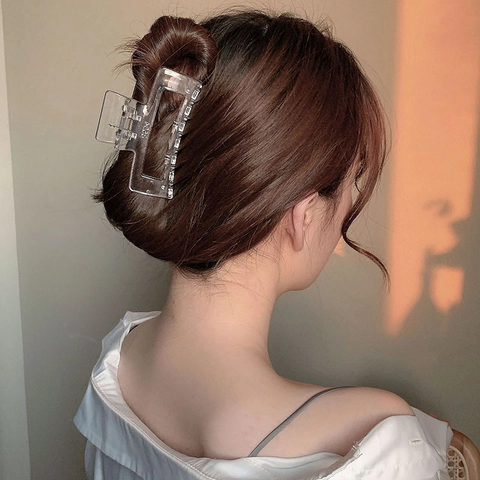 Grande Molletta Per Capelli In Acrilico Trasparente Chiaro Minimalista Antiscivolo Forte Tenuta Morsetto Per Capelli Donne