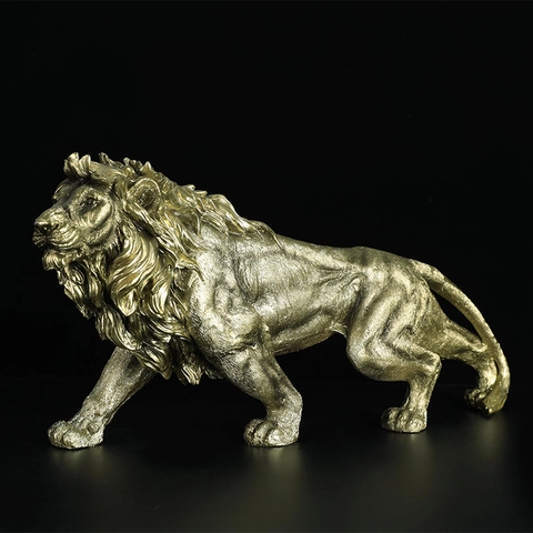 Majestic Lion And Horse Head Statue Resin Ornament Modern Metallic Finish Animal Figurine For Home Office Desktop Decor