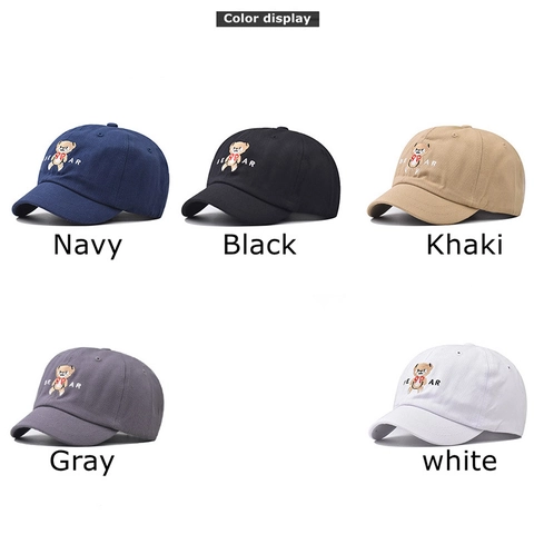 Cappello Da Baseball In Cotone Ricamo Orso Regolabile Retro Tesa Corta Protezione Solare Berretto Casual Per Uomo Donna